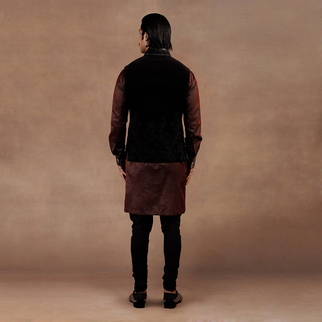 Black Velvet Nehru Jacket Set | EAST