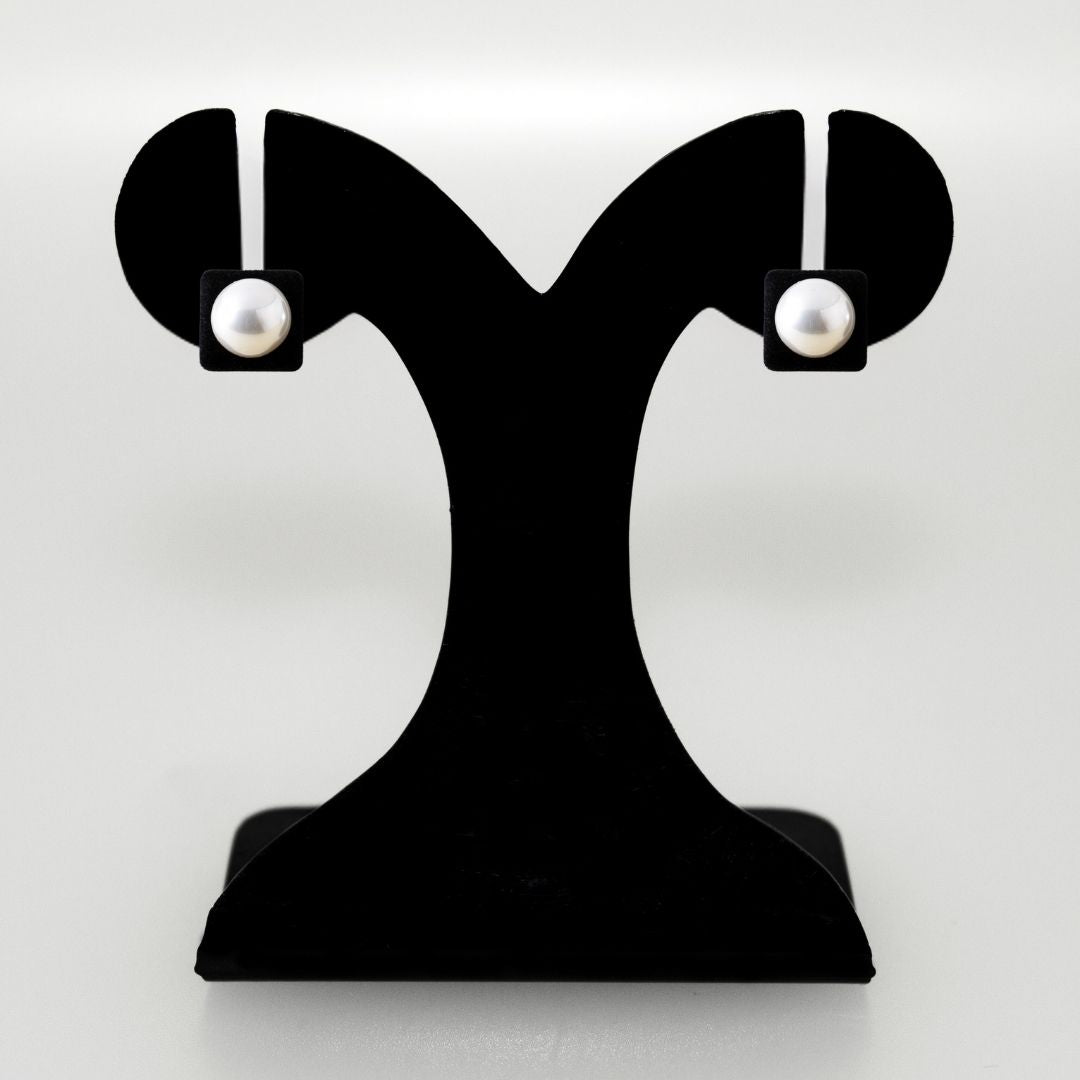 Black Velvet Pearl Square Studs