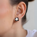 Black Velvet Pearl Square Studs