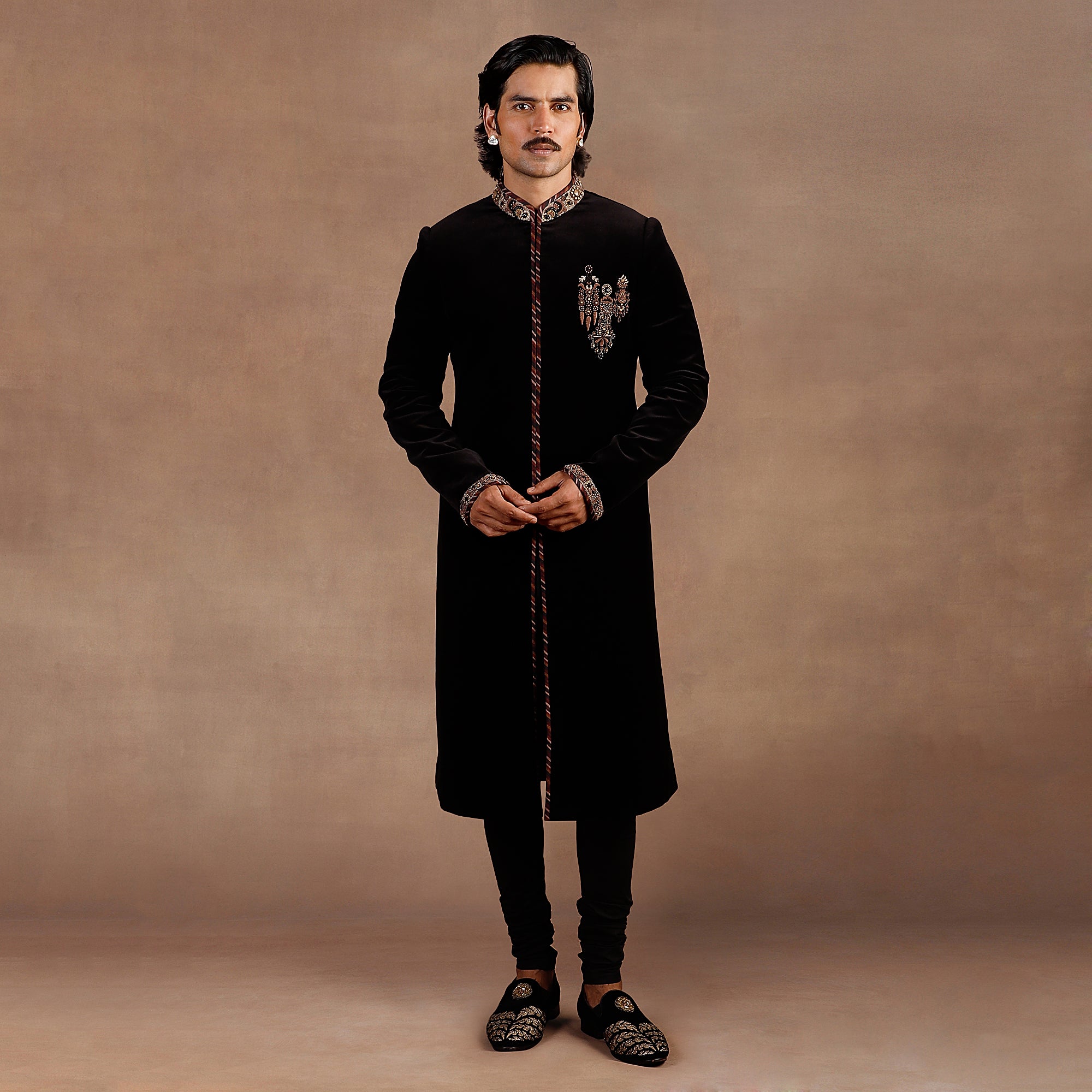 Black Velvet Sherwani Set | EAST