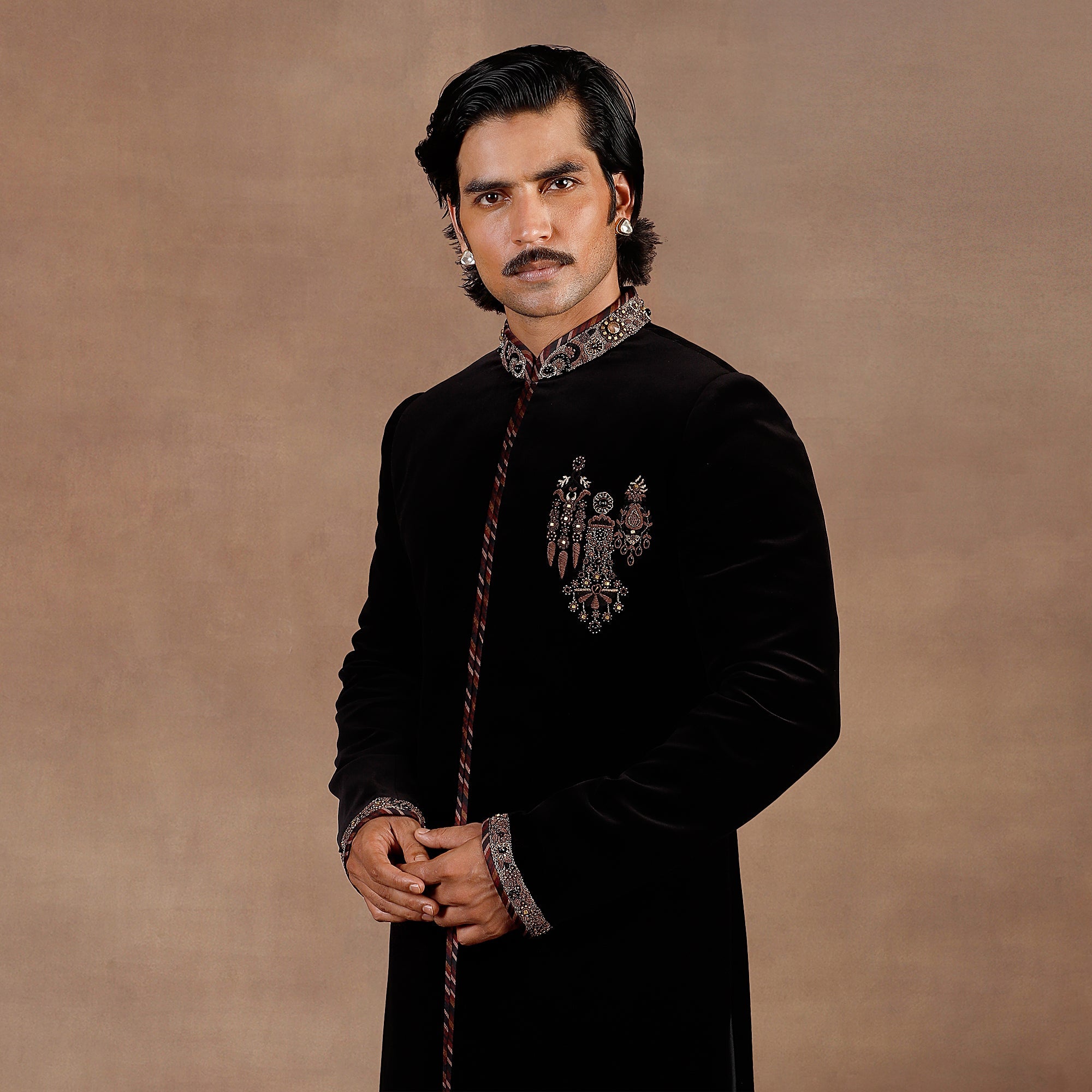 Black Velvet Sherwani Set | EAST