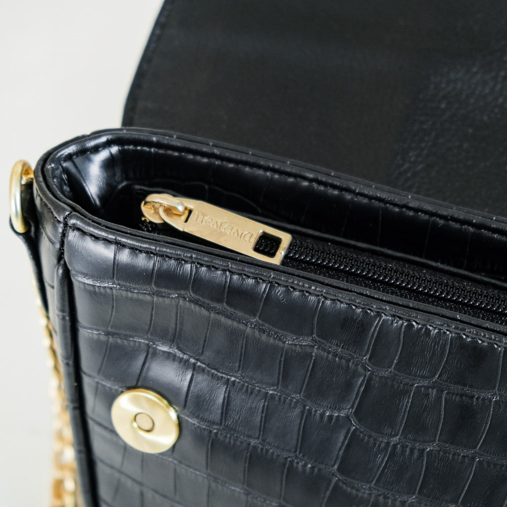 Croco Go-To Outing Bag Black