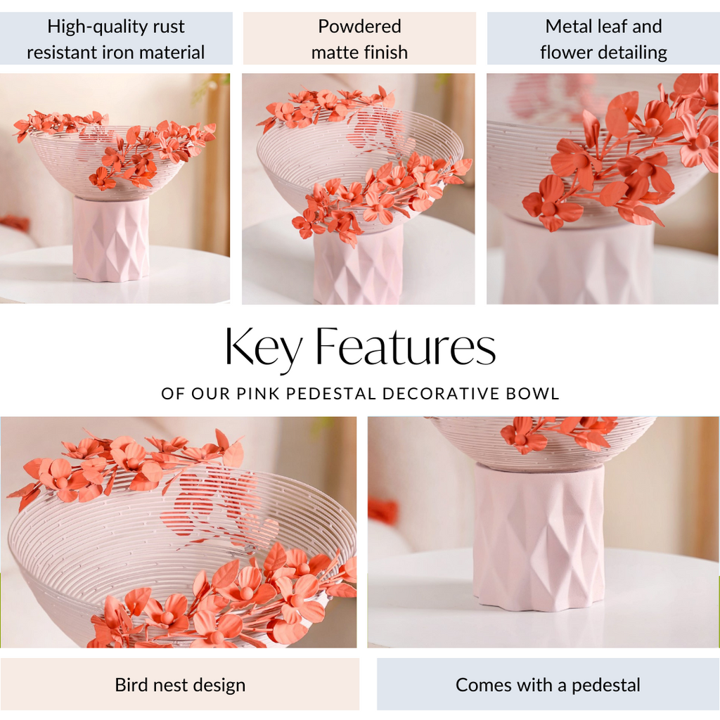 Bloom Basket Pink Pedestal Decorative Bowl
