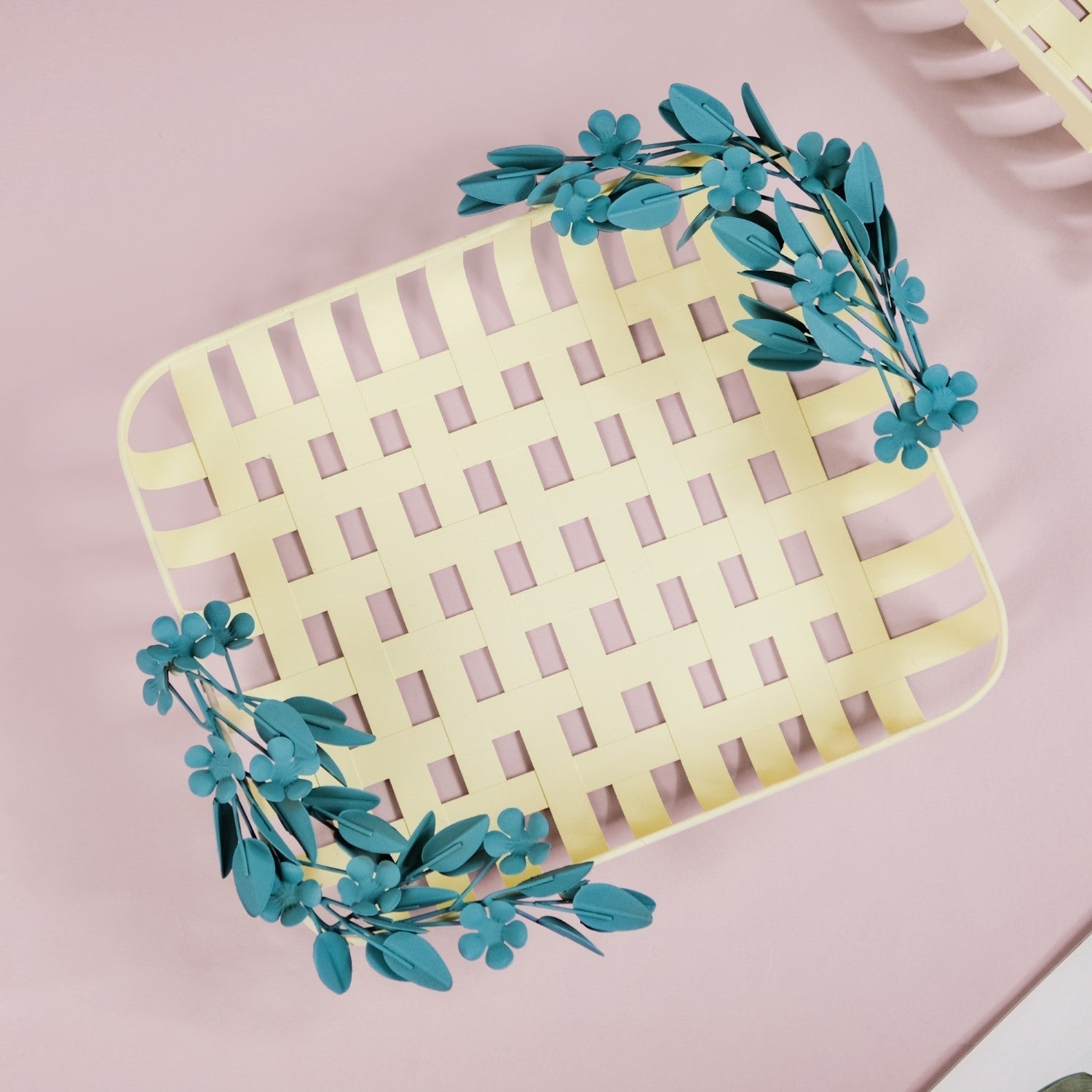 Bloom Metal Decorative Basket Yellow 13x10 Inch