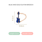 Blue And Gold Guitar Brooch