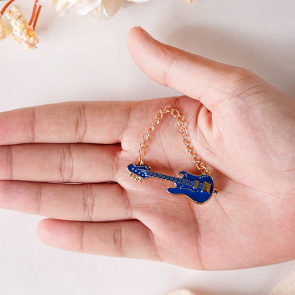 Blue And Gold Guitar Brooch