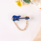 Blue And Gold Guitar Brooch