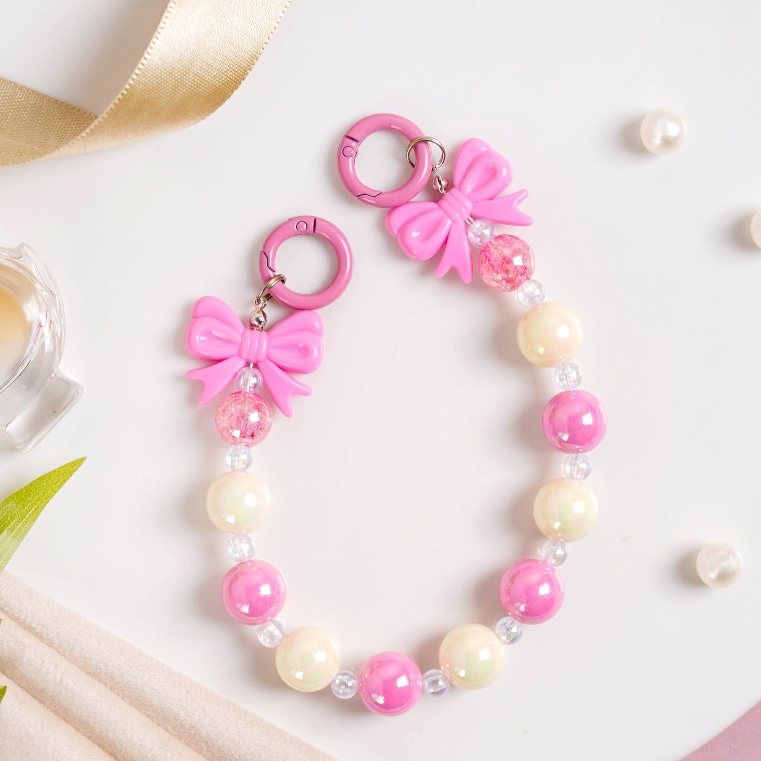 Blush Pink Bow Keychain