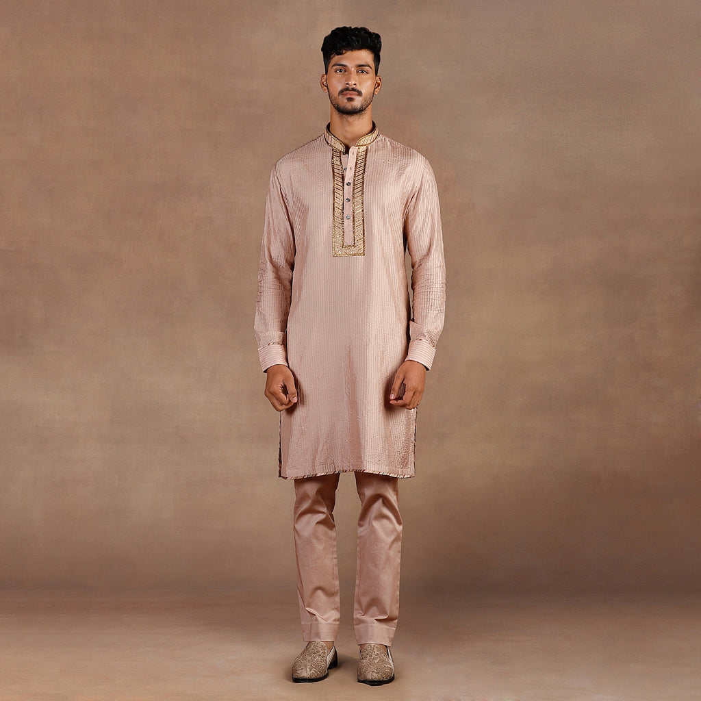 Blush Pink Ivory Ombre Nehru Jacket Set | EAST