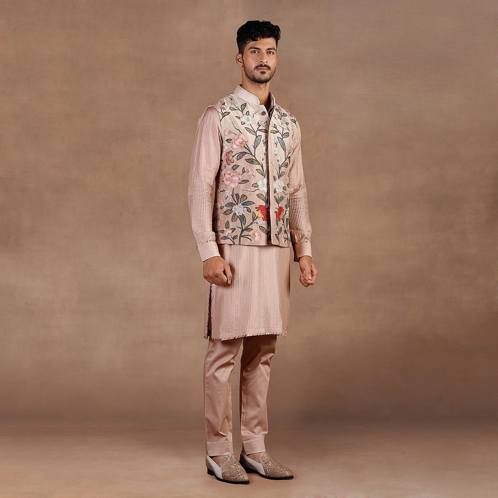 Blush Pink Ivory Ombre Nehru Jacket Set | EAST