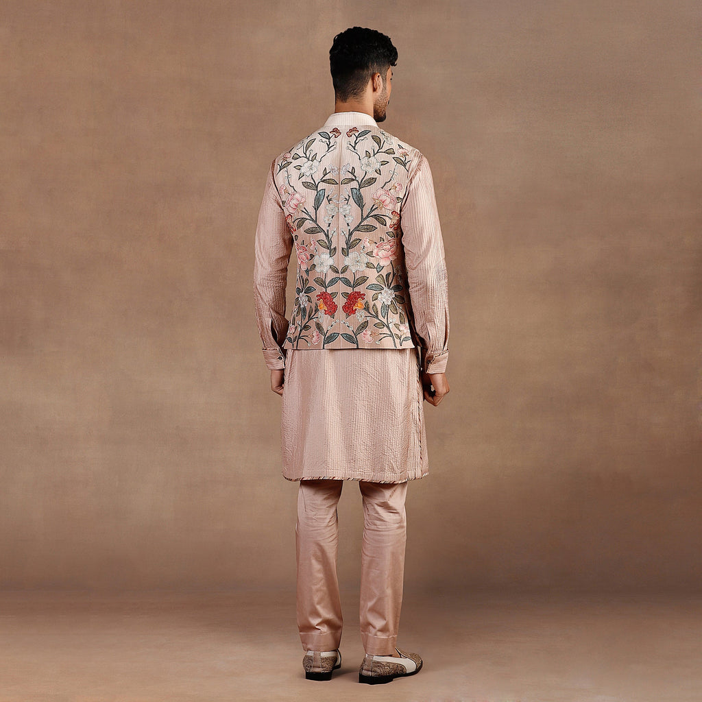 Blush Pink Ivory Ombre Nehru Jacket Set | EAST