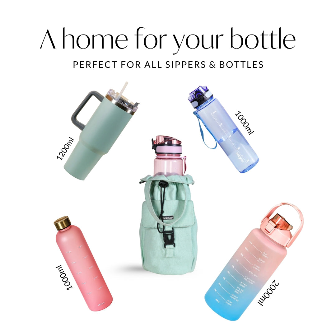 Chic Mint Drawstring Bottle Holder