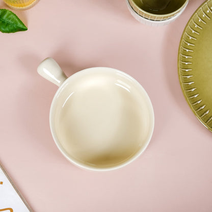 Pastel Cream Ceramic Bowl With Handle 700ml