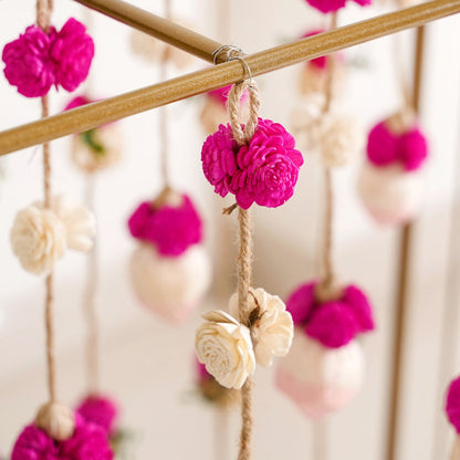 Box Frame Metal Backdrop With Floral Wall Hangings 38 Inch