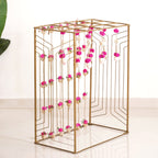 Box Frame Metal Backdrop With Floral Wall Hangings 38 Inch