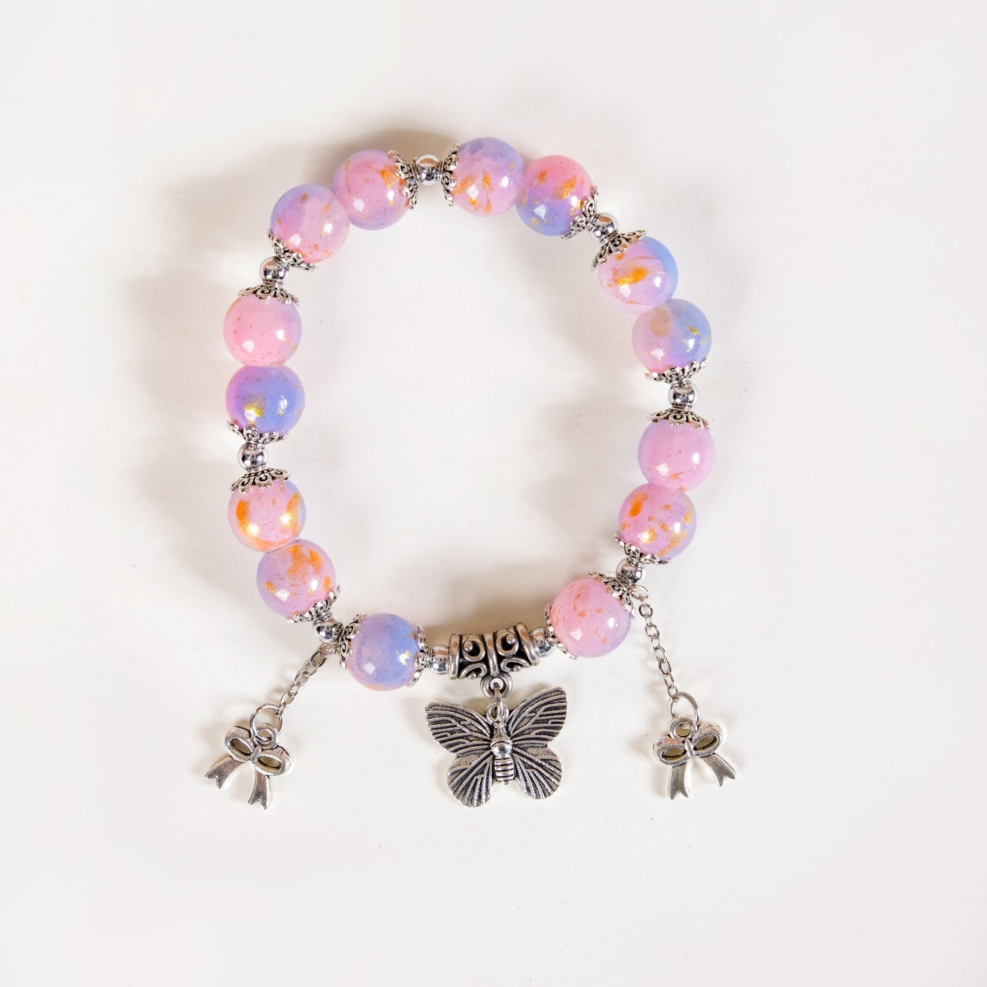 Bow Butterfly Charm Bracelet Rakhi Set Of 3 With Gift Box And Card