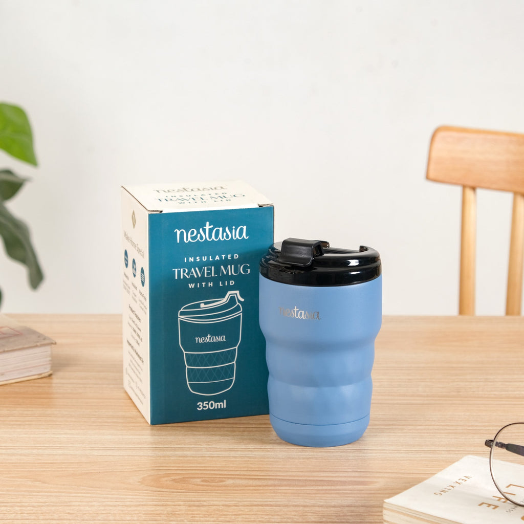 Brewster Easy Sip Copper Insulated Travel Mug Azure Blue 350ml