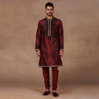 Burgundy Jamawar Kurta Set | EAST