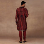 Burgundy Jamawar Kurta Set | EAST
