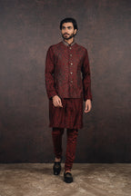 Burgundy Nehru Jacket Set | MURAQQA