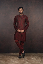 Burgundy Nehru Jacket Set | MURAQQA