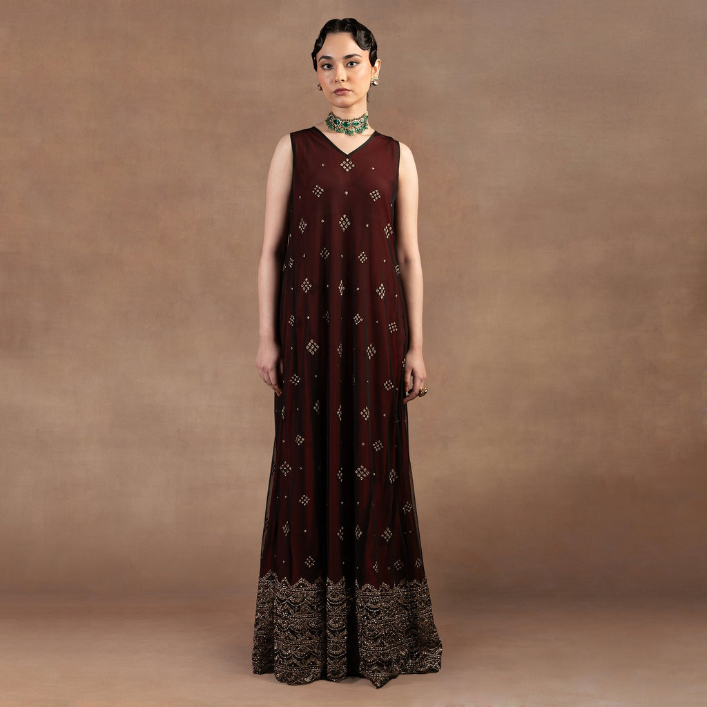 Burgundy Sheer Dress | EAST