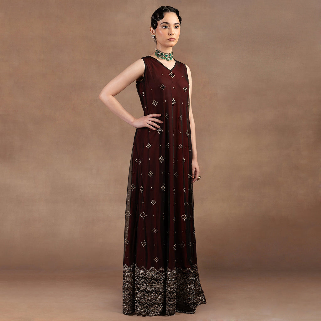 Burgundy Sheer Dress | EAST