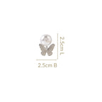 Butterfly Charm Pearl Stud Earrings