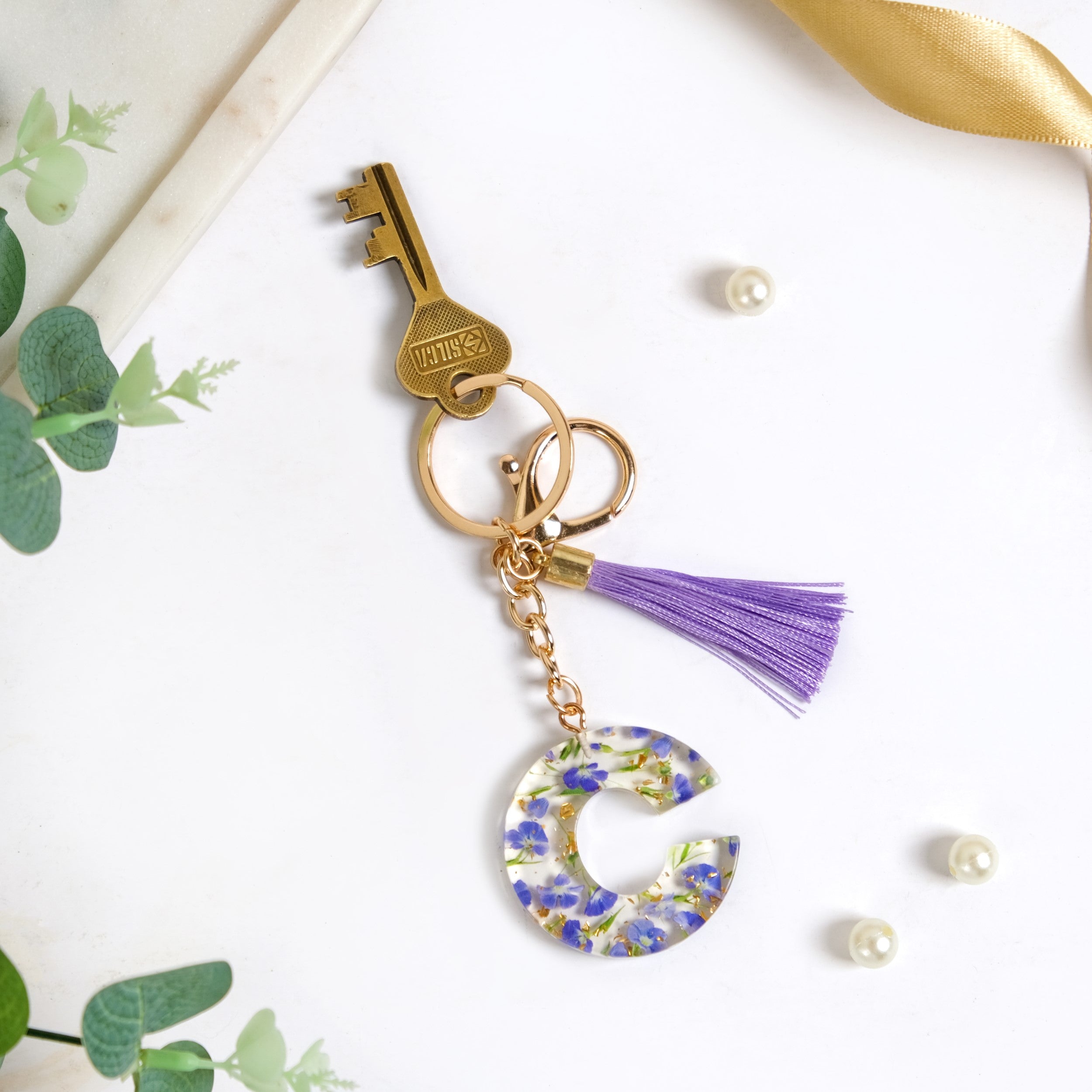 Charming Elegance C Alphabet Keychain