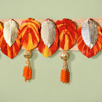 Metal Leaf Embellished Festive Wall Decor