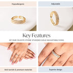 Celeste Stone Studded Gold Adjustable Ring