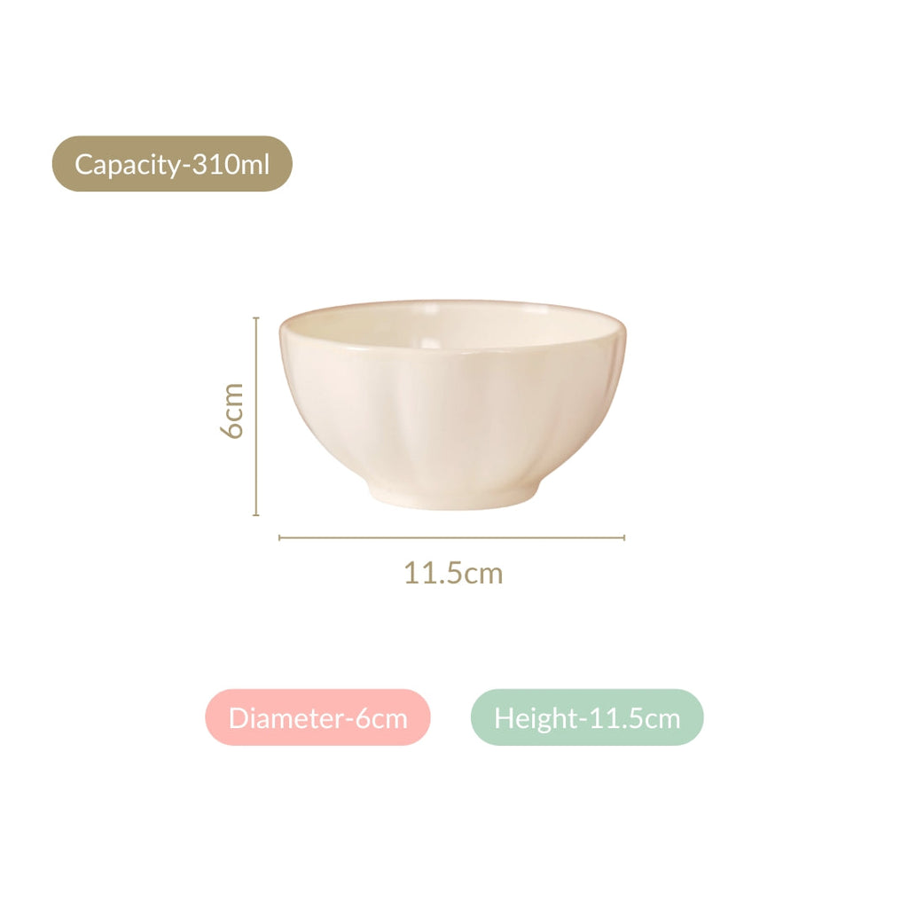 Pastel Gloss Finish Ceramic Bowl Set Of 4 310ml