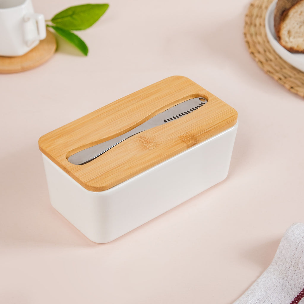 Ceramic Butter Dish With Lid And Butter Knife