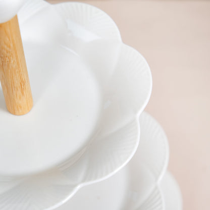 Blanca White Ceramic 3 Tier Cake Stand