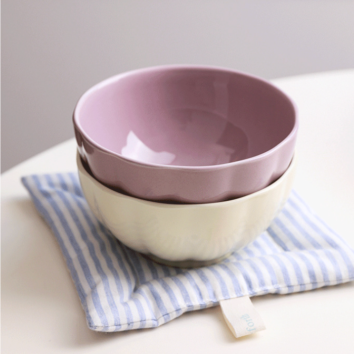 Pastel Gloss Finish Ceramic Bowl Set Of 4 310ml
