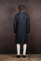 Charcoal-Black Ombre Sherwani Set | MURAQQA