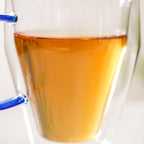 Set Of 2 Borosilicate Glass Cups With Blue Handle 250ml