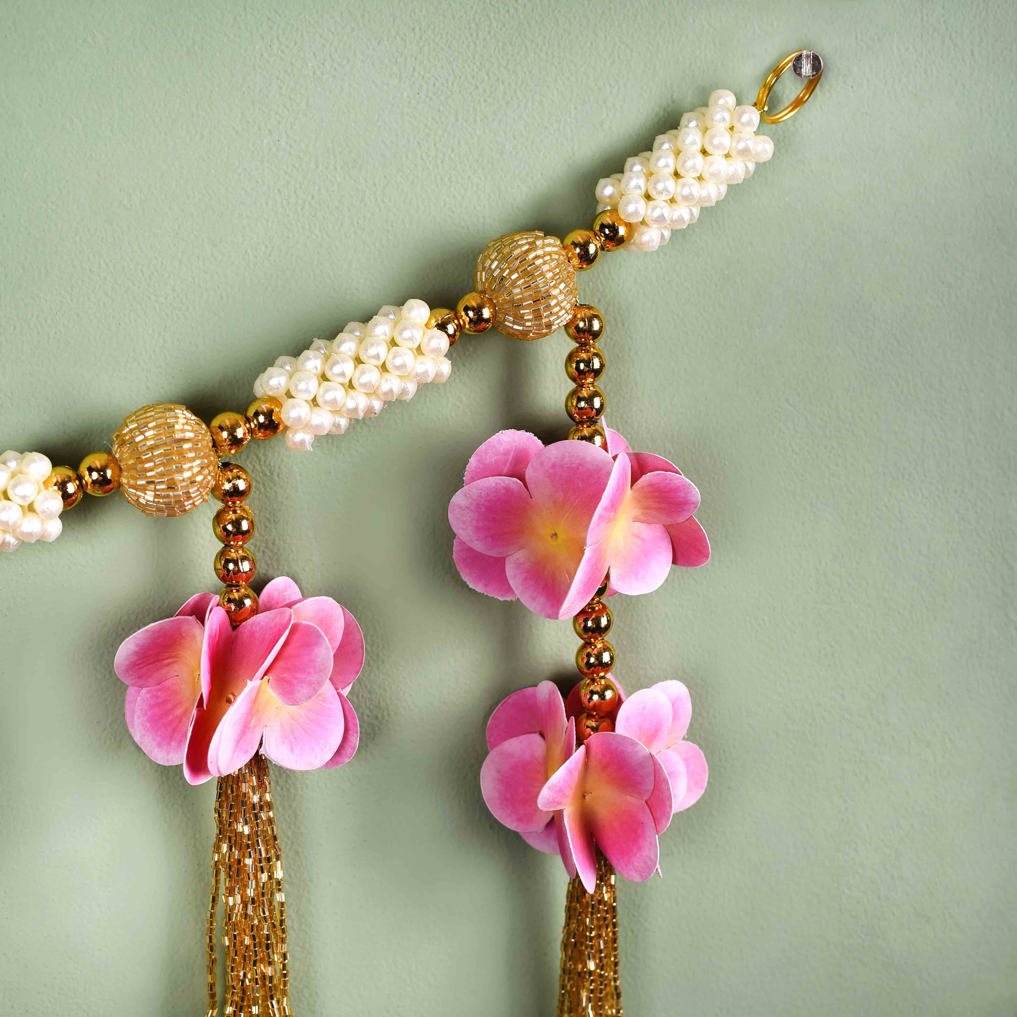 Blush Pink Floral Toran For Entrance Decor