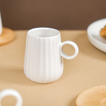 Chic Espresso Coffee Cup And Wooden Saucer Set Of 6 100ml