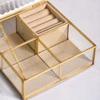 Fluted Lid Multi Section Glass Jewellery Box
