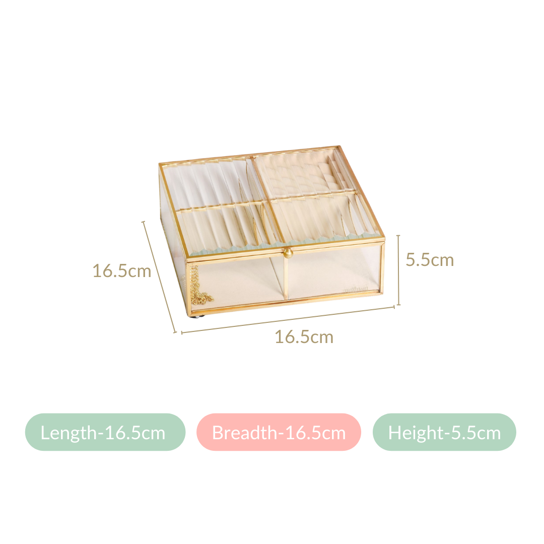 Fluted Lid Multi Section Glass Jewellery Box