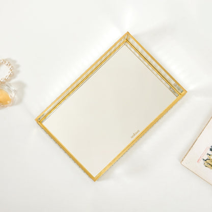 Modern Gold Edge Glass Decorative Tray Small
