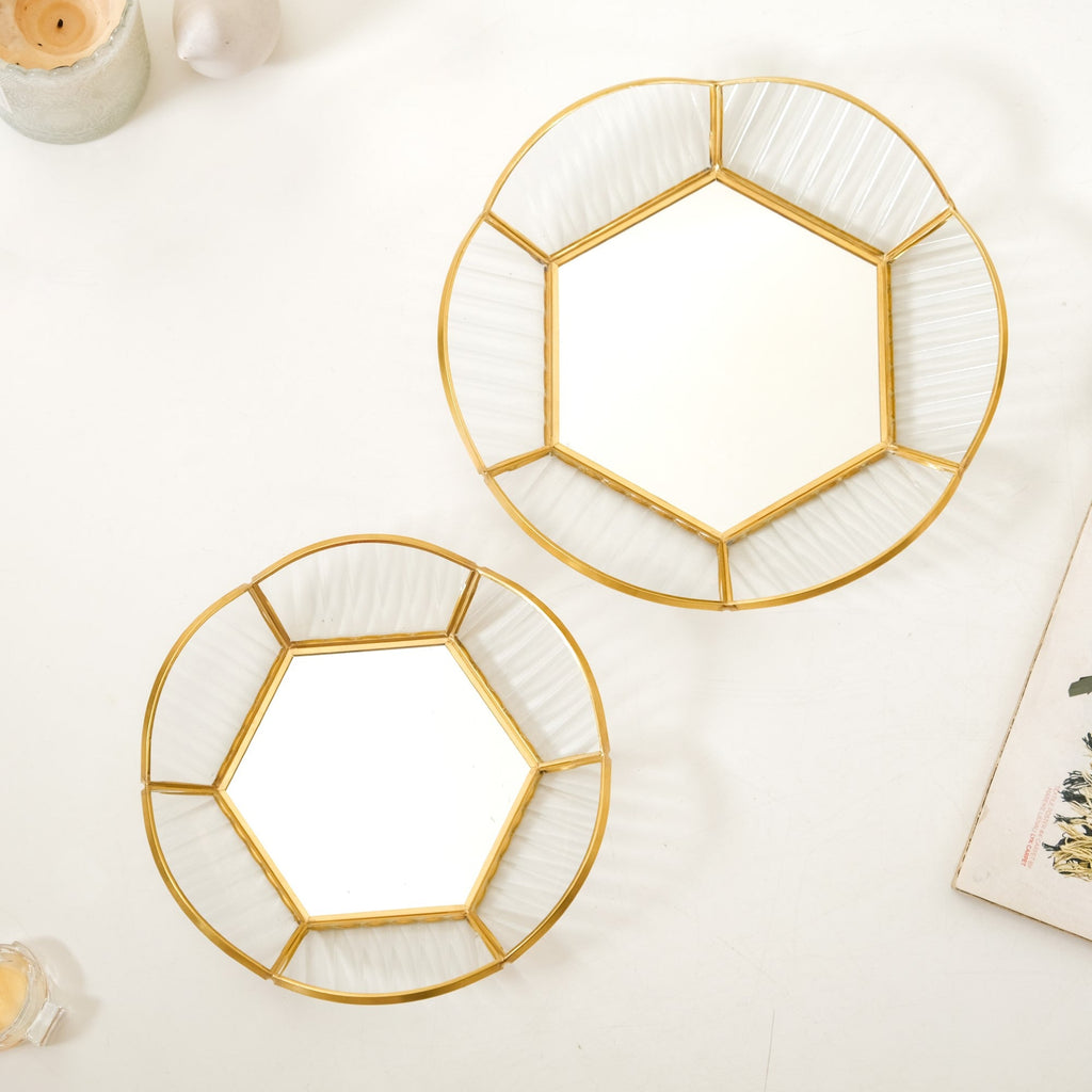 Nested Floral Mirror Vanity Makeup Trays Set Of 2