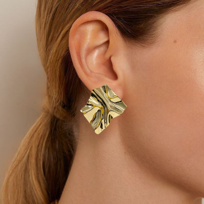Chisel Stud Earrings Gold