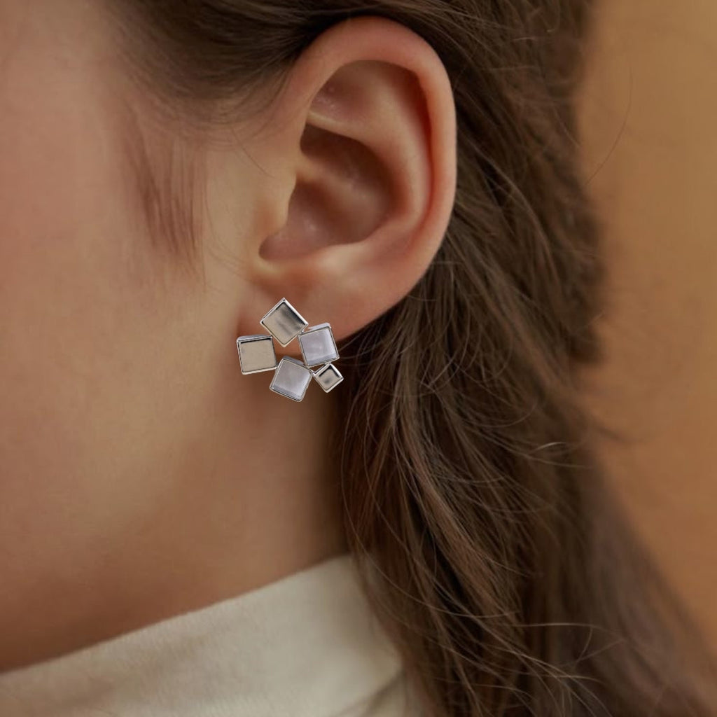 Clustered Prism Studs Silver