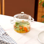 Borosilicate Stovetop Glass Cooking Pot With Lid 1300ml
