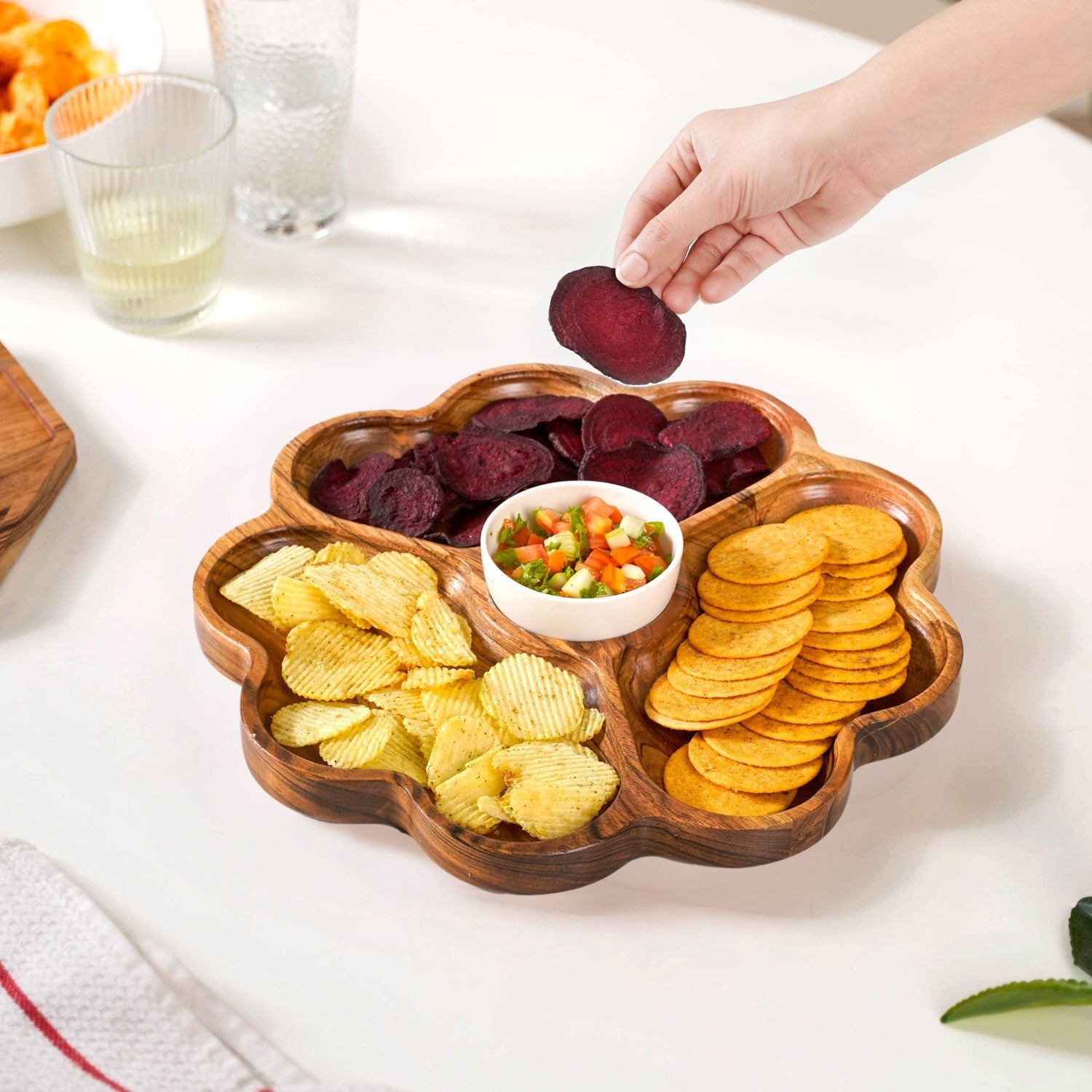 Cosmos 3 Section Snack Platter With Dip Bowl