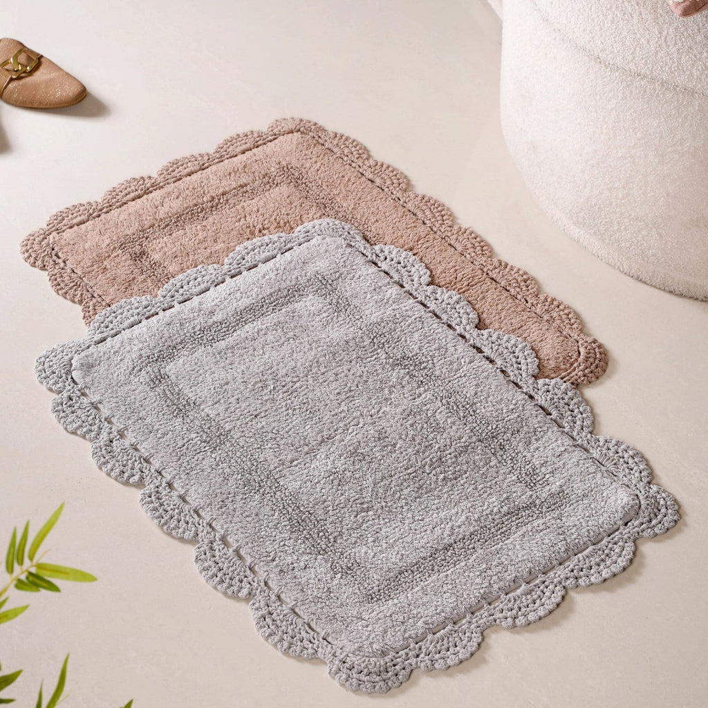 Plush Crochet Cotton Door Mats Set Of 2 29x21 Inch