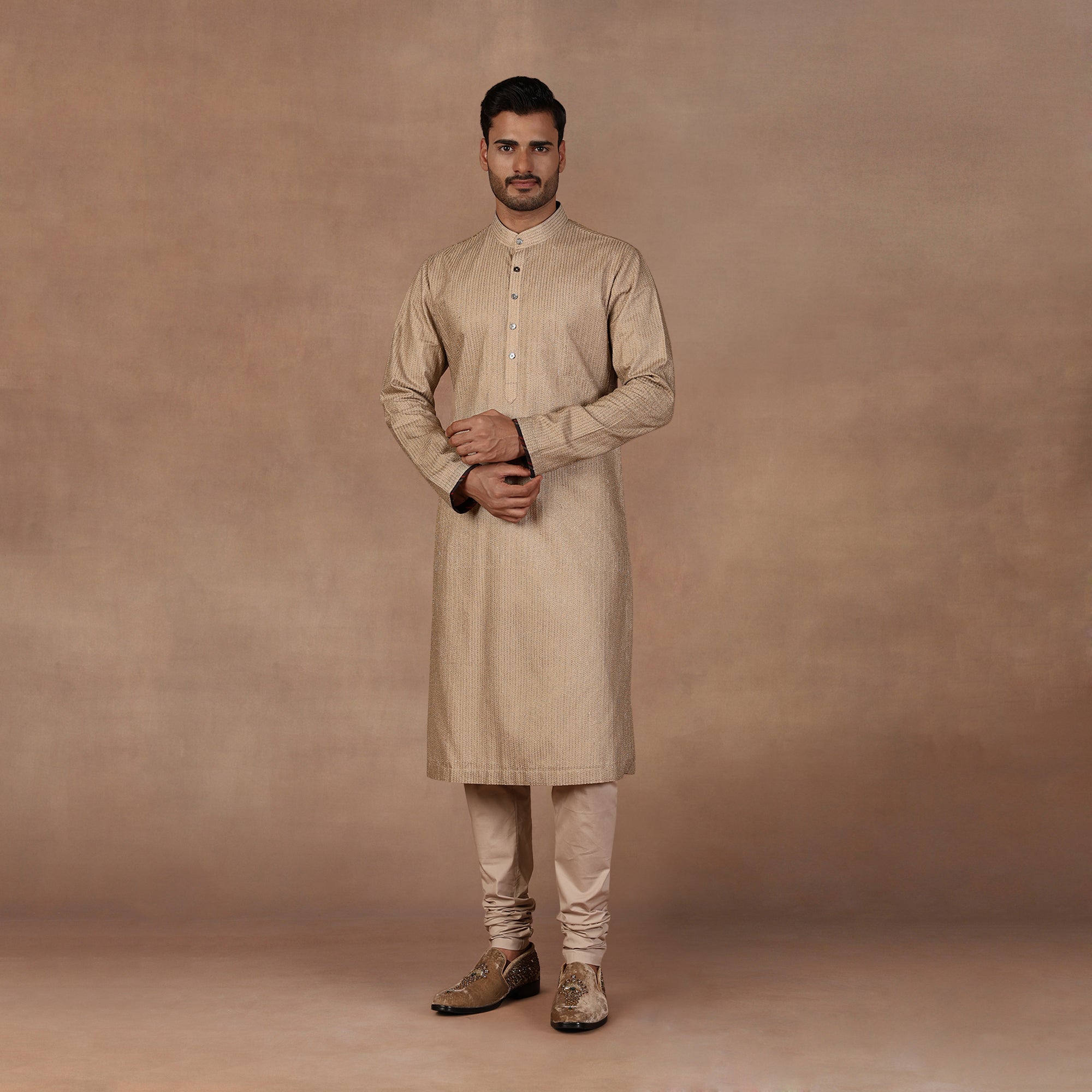 Crème Ivory Chevron Kurta Set | EAST