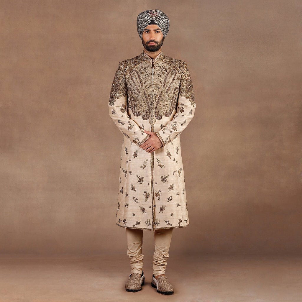 Crème Ivory - Gold Sherwani Set | EAST